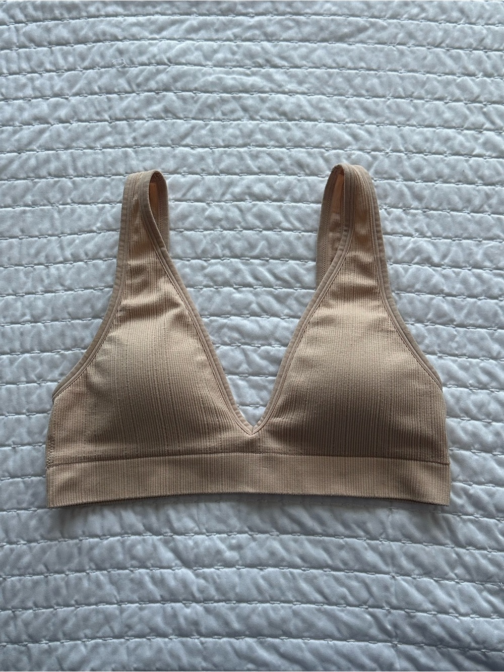PINK Victoria's Secret Ribbed V-Neck Bralette in Nude